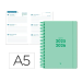 Agenda escolar liderpapel 25-2 6 espiral basic verde menta semana vista DIN a5 bilingüe papel fsc 70 gr.