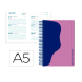 AGENDA ESCOLAR LIDERPAPEL 25-26 ESPIRAL WAVES MORADO SEMANA VISTA DIN A5 BILINGÜE PAPEL FSC 80 GR