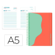 AGENDA ESCOLAR LIDERPAPEL 25-26 ESPIRAL WAVES ROJO DIA PAGINA A5 BILINGÜE PAPEL FSC 80 GR