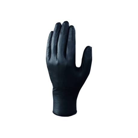 GUANTES DE NITRILO MARCA DELTAPLUS QUIMICO DESECHABLE NO EMPOLVADO TALLA 7/8 COLOR NEGRO CAJA DE 100 UNIDADES