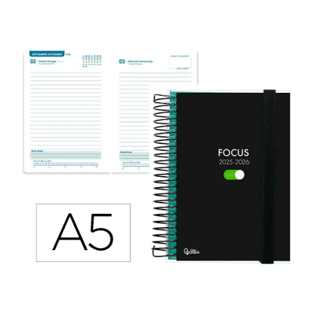 AGENDA ESCOLAR LIDERPAPEL 25-26 ESPIRAL PERSONALIZABLE DIA PAGINA A5 BILINGÜE PAPEL FSC 70 GR