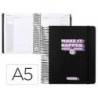 AGENDA ESCOLAR ANTARTIK 25-26 ESPIRAL NEON NEGRO DIA PAGINA DIN A5 BILINGÜE PAPEL FSC 80 GR