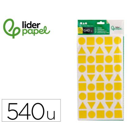 GOMETS MARCA LIDERPAPEL FIGURAS SURTIDAS BOLSA DE 12 HOJAS FIGURAS GEOMETRICAS MEDIANAS COLORES SURTIDOS