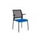SILLA ROCADA CONFIDENTE BRAZOS FIJOS ESTRUCTURA METALICA ASIENTO TELA IGNIFUGA COLOR AZUL RESPALDO MALLA