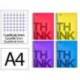 CUADERNO ESPIRAL MARCA LIDERPAPEL A4 MICRO THINK TAPA PLASTICO 140H 80 GR CUADRO 5MM 5 BANDAS 4 TALADROS 4
