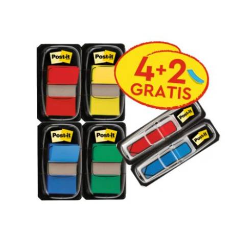 BANDERITAS SEPARADORAS POST-IT 680 DISPENSADOR 50 HOJAS 4 COLORES SURTIDOS + 2 DISPENSADORES 684 FLECHA 2