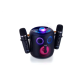 ALTAVOZ MARCA DAEWO KARAOKE 15W BLUETOOTH LUCES LED RADIO FM 2 MICROFONOS INALAMBRICOS COLOR NEGRO
