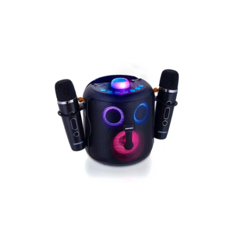 ALTAVOZ DAEWO KARAOKE 15W BLUETOOTH LUCES LED RADIO FM 2 MICROFONOS INALAMBRICOS COLOR NEGRO
