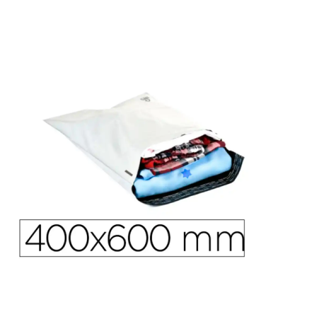 SOBRE Q-CONNECT DE PLASTICO BOLSA PARA ENVIOS 100% RECICLADAS CON AUTOCIERRE COLOR BLANCO 400X600 MM