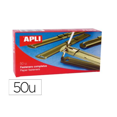 ENCUADERNADOR FASTENER DORADO APLI CAJA DE 50 UNIDADES