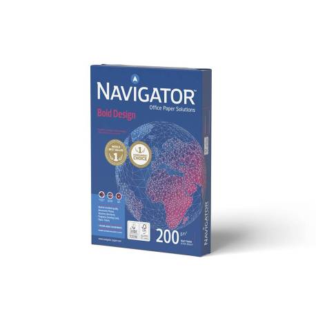 PAPEL FOTOCOPIADORA MARCA NAVIGATOR BOLD DESIGN DIN A4 200 GR PAPEL MULTIUSO INK-JET Y LASER PAQUETE DE 150 HOJAS