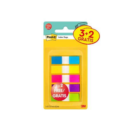 BANDERITAS SEPARADORAS MARCA POST-IT 11,9X43,2 MM DISPENSADOR 60 HOJAS+40 HOJAS GRATIS 5 COLORES SURTIDOS Añadir embalaje: 24 U