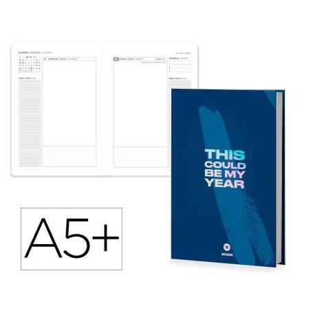 AGENDA ENCUADERNADA MARCA ANTARTIK MY YEAR A5+ 2026 DÍA PÁGINA AZUL OSCURO PAPEL 80G FSC