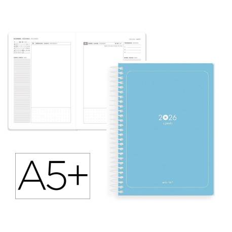 AGENDA ESPIRAL MARCA ANTARTIK ESSENTIALS A5+ 2026 DÍA PÁGINAAZUL CLARO PAPEL 80G FSC