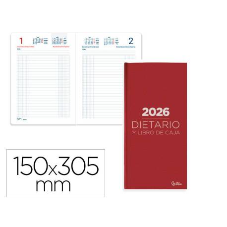 DIETARIO MARCA LIDERPAPEL 2026 DOS TERCIOS 150X305 MM DIA PAGINA COLOR ROJO PAPEL 70 GR