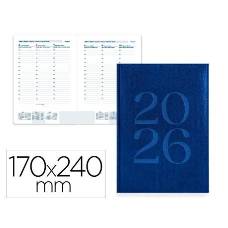 AGENDA ENCUADERNADA MARCA LIDERPAPEL CRETA 170X240 MM 2026 SEMANA VISTA AZUL PAPEL 70 GR