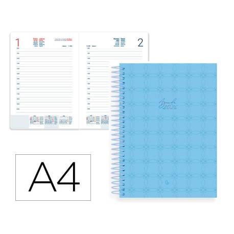 AGENDA ESPIRAL MARCA LIDERPAPEL PERISSA A4 2026 DIA PAGINA AZUL PAPEL 80 GR FSC