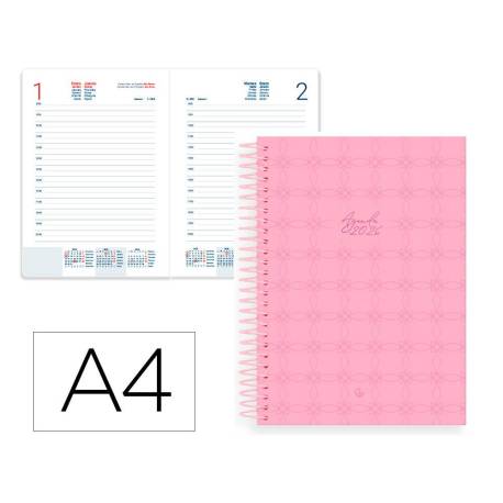 AGENDA ESPIRAL MARCA LIDERPAPEL PERISSA A4 2026 DIA PAGINA ROSA PAPEL 80 GR FSC