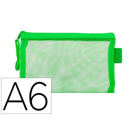 BOLSA ZIPPER BAG MARCA LIDERPAPEL POLIESTER TRANSPIRABLE MULTIUSOS DIN A6 VERDE PASTEL