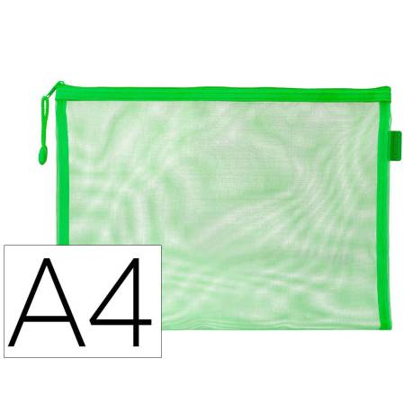 BOLSA ZIPPER BAG MARCA LIDERPAPEL POLIESTER TRANSPIRABLE MULTIUSOS DIN A4 VERDE PASTEL