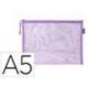 BOLSA ZIPPER BAG MARCA LIDERPAPEL POLIESTER TRANSPIRABLE MULTIUSOS DIN A5 MORADO PASTEL