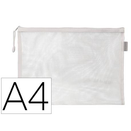 BOLSA ZIPPER BAG MARCA LIDERPAPEL POLIESTER TRANSPIRABLE MULTIUSOS DIN A4 BLANCO