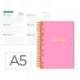 AGENDA ESCOLAR LIDERPAPEL 25-26 ESPIRAL CLASSIC ROSA SEMANA VISTA DIN A5 BILINGÜE PAPEL FSC 70 GR