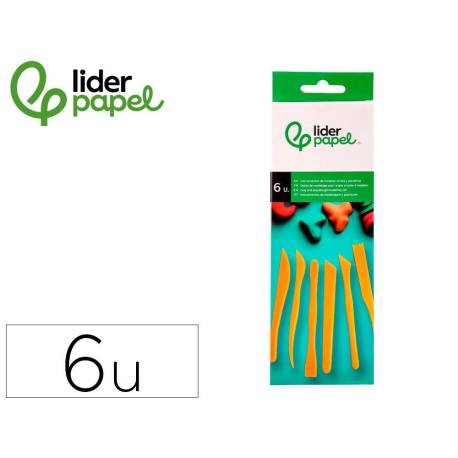 INSTRUMENTOS DE MODELAR MARCA LIDERPAPEL PARA ARCILLA Y PLASTILINA CAJA DE 6 PIEZAS