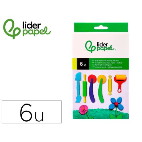 INSTRUMENTOS DE MODELAR MARCA LIDERPAPEL PARA PLASTILINA DE PLASTICO CAJA DE 6 PIEZAS