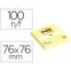 BLOC DE NOTAS ADHESIVAS QUITA Y PON POST-IT 76X76 MM 100 HOJAS COLOR AMARILLO CANARIO RETRACTILADO INDIVIDUALMENTE