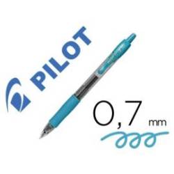 BOLIGRAFO PILOT G-2 COLOR AZUL TURQUESA TINTA GEL RETRACTIL SUJECION DE CAUCHO