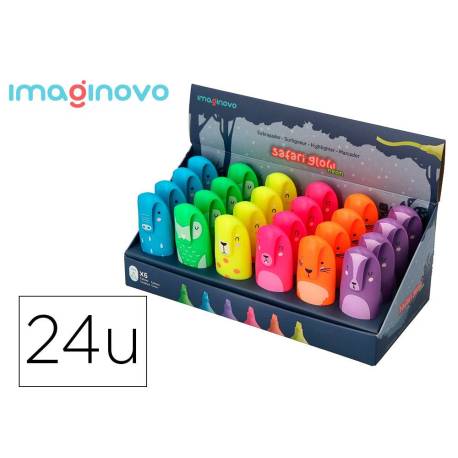 ROTULADOR IMAGINOVO FLUORESCENTE SAFARI GLOW NEON ANIMALES Y CLIP SURTIDOS