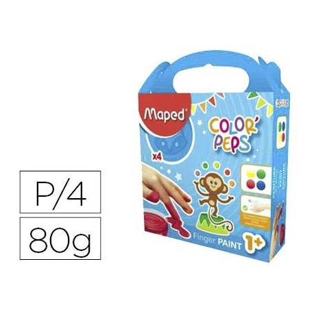 Pintura de Dedos Maped Color Peps Colores Surtidos Caja de 4 botes de 80gr