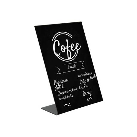 PIZARRA DE SOBREMESA MARCA ARCHIVO 2000 EN FORMA DE L A4 VERTICAL METACRILATO NEGRO 100% RECICLABLE 85X210X290 MM