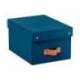 CAJA DE ALMACENAJE LEITZ CARTON PEQUEÑA CON ASA DE PIEL AZUL PACK DE 2 UNIDADES