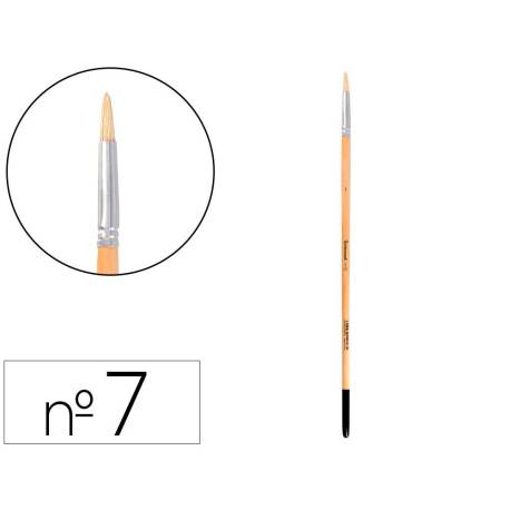 PINCEL PARA PINTURA AL OLEO Y ACRILICA MARCA LIDERPAPEL N 7 PUNTA REDONDA DE PELO DE CERDA CERTIFICADO FSC