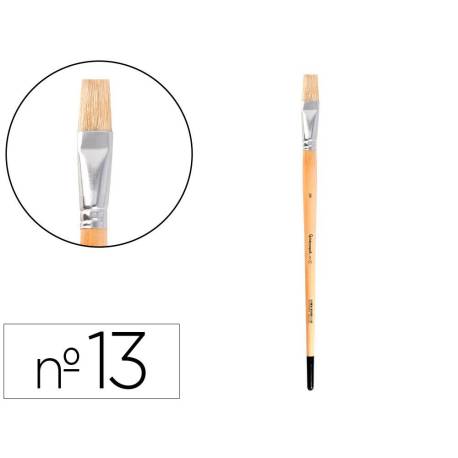 PINCEL PARA PINTURA AL OLEO Y ACRILICA MARCA LIDERPAPEL N 13 PUNTA PLANA DE PELO DE CERDA CERTIFICADO FSC