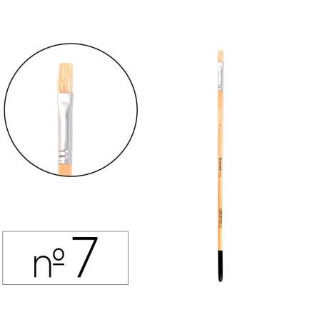 PINCEL PARA PINTURA AL OLEO Y ACRILICA MARCA LIDERPAPEL N 7 PUNTA PLANA DE PELO DE CERDA CERTIFICADO FSC