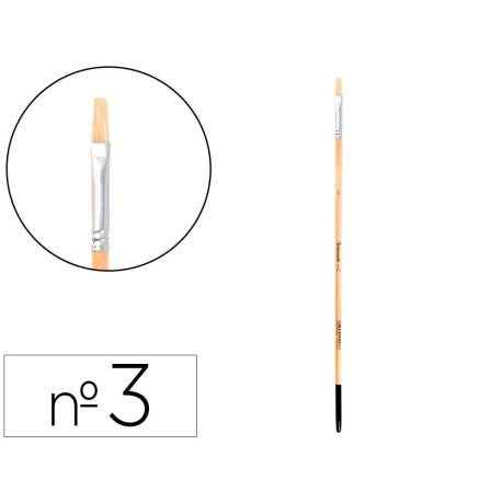 PINCEL PARA PINTURA AL OLEO Y ACRILICA MARCA LIDERPAPEL N 3 PUNTA PLANA DE PELO DE CERDA CERTIFICADO FSC