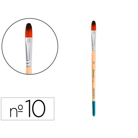 PINCEL PARA PINTURA ACRILICA Y ACUARELA MARCA LIDERPAPEL N 10 PUNTA FILBERT / LENGUA GATO DE PELO SINTETICO CERTIFICADO