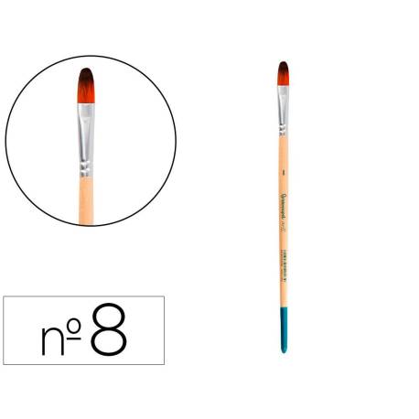 PINCEL PARA PINTURA ACRILICA Y ACUARELA MARCA LIDERPAPEL N 8 PUNTA FILBERT / LENGUA GATO DE PELO SINTETICO CERTIFICADO