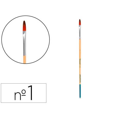 PINCEL PARA PINTURA ACRILICA Y ACUARELA MARCA LIDERPAPEL N 1 PUNTA FILBERT / LENGUA GATO DE PELO SINTETICO CERTIFICADO