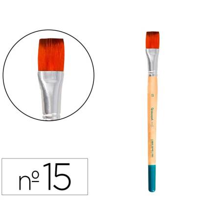 PINCEL PARA PINTURA ACRILICA Y ACUARELA MARCA LIDERPAPEL N 15 PUNTA PLANA DE PELO SINTETICO CERTIFICADO FSC