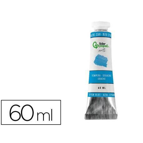 PINTURA GOUACHE/TEMPERA MARCA LIDERPAPEL TUBO DE ALUMINIO DE 60 ML COLOR AZUL CIAN