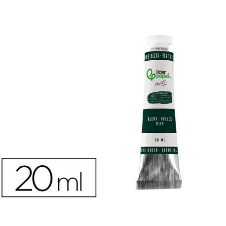 PINTURA AL OLEO MARCA LIDERPAPEL TUBO DE ALUMINIO DE 20 ML COLOR VERDE OLIVA