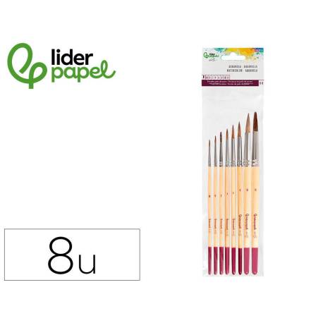 PINCELES DE PELO DE PONY MARCA LIDER PAPEL VIROLA CROMADA BLISTER DE 8 UNIDADES SURTIDAS CERTIFICADO FSC