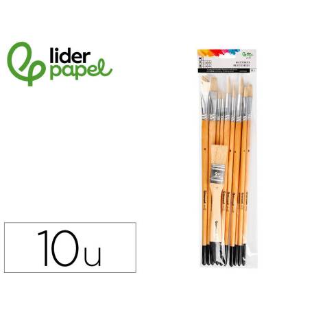 PINCELES DE PELO DE CERDA MARCA LIDERPAPEL PUNTAS SURTIDAS BOLSA DE 11 UNIDADES CERTIFICADO FSC