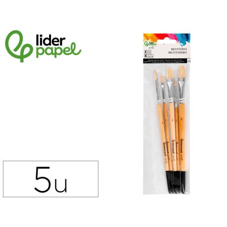 PINCELES DE PELO DE CERDA MARCA LIDERPAPEL PUNTAS SURTIDAS BOLSA DE 5 UNIDADES CERTIFICADO FSC