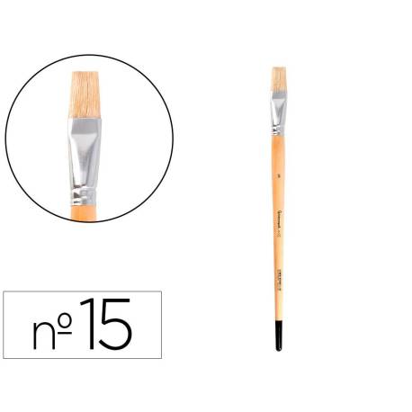 PINCEL PARA PINTURA AL OLEO Y ACRILICA MARCA LIDERPAPEL N 15 PUNTA PLANA DE PELO DE CERDA CERTIFICADO FSC