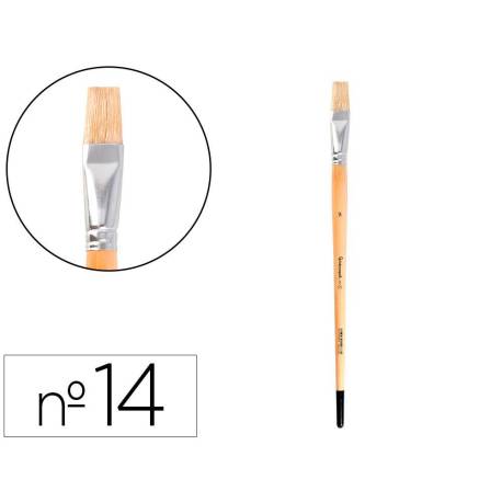 PINCEL PARA PINTURA AL OLEO Y ACRILICA MARCA LIDERPAPEL N 14 PUNTA PLANA DE PELO DE CERDA CERTIFICADO FSC